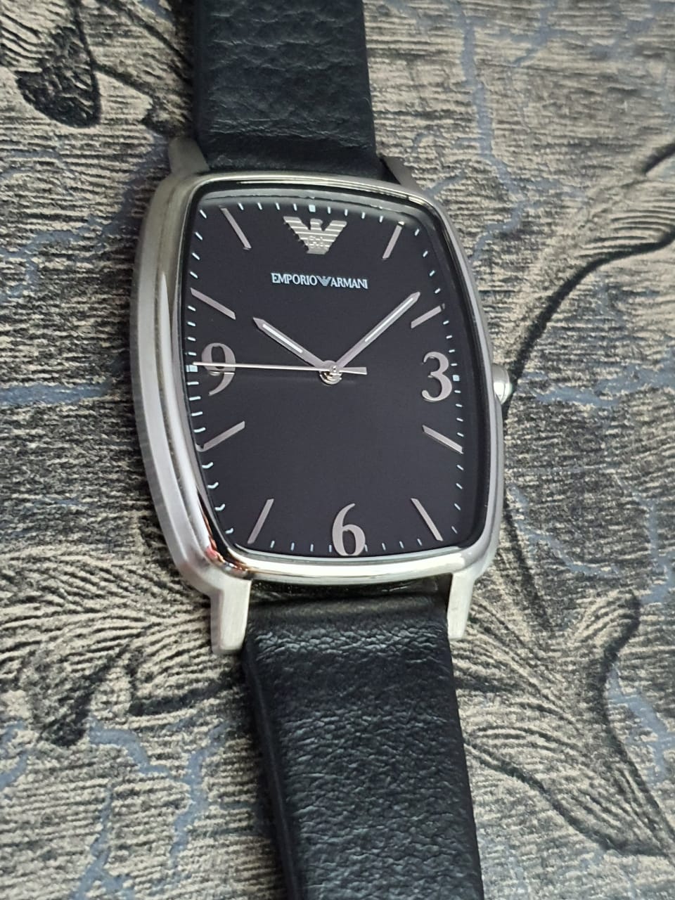 Emporio Armani Epsilon Quartz Black Dial Black Leather Strap Watch For Men - AR2490