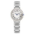 Cartier Ballon Bleu De Cartier Diamonds White Dial Silver Steel Strap Watch for Women - W4BB0015