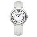 Cartier Ballon Bleu de Cartier Silver Dial White Leather Strap Watch for Women - W6920087
