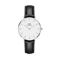 Daniel Wellington Classic Petite York White Dial Black Leather Strap Watch For Women - DW00100188