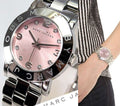 Marc Jacobs Amy Life Pink Dial Silver Steel Strap Watch for Women - MBM3300