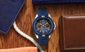 Guess Trade Blue Dial Blue Silicone Strap Watch for Men - W0967G2