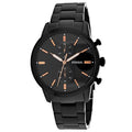 Fossil Townsman Chronograph Black Dial Black Steel Strap Watch for Men - FS5379