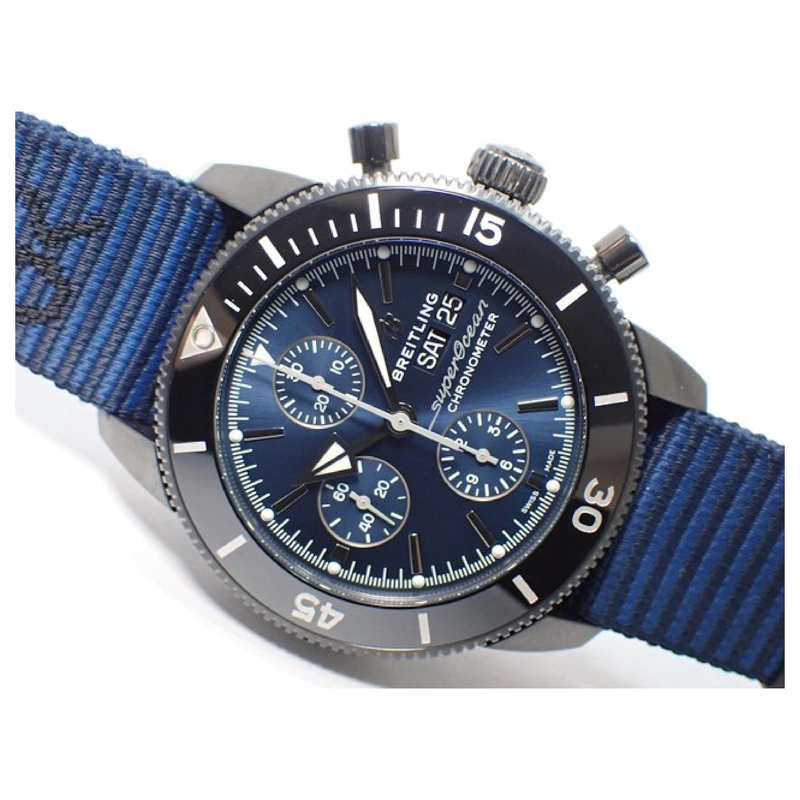 Breitling Superocean Heritage Chronograph 44 Outerknown Blue Dial Blue NATO Strap Watch for Men - M133132A1C1W1