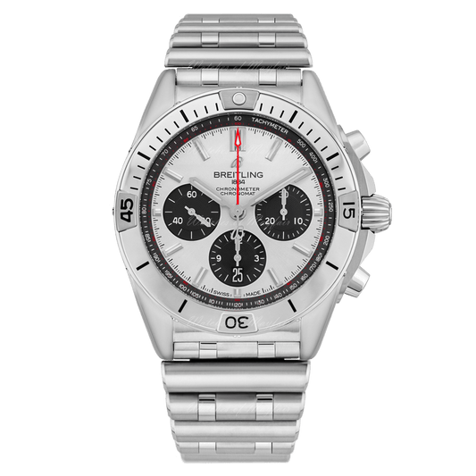 Breitling Chronomat B01 42mm Silver Dial Silver Steel Strap Watch for Men - AB0134101G1A1