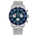 Breitling Superocean Heritage B01 Chronograph 44 Blue Dial Silver Mesh Bracelet Watch for Men - AB0162161C1A1