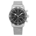 Breitling Superocean Heritage Chronograph 44 Black Dial Silver Mesh Bracelet Watch for Men - A13313121B1A1
