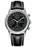 Breitling Navitimer 1 Chronograph 41mm Automatic Black Dial Black Leather Strap Mens Watch - A13324121B1P1