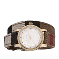 Burberry Utilitarian White Dial Multicolor Leather Strap Watch for Women - BU7851