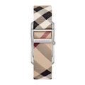 Burberry The Pioneer Silver Dial Haymarket Beige Leather Strap Watch for Women - BU9406