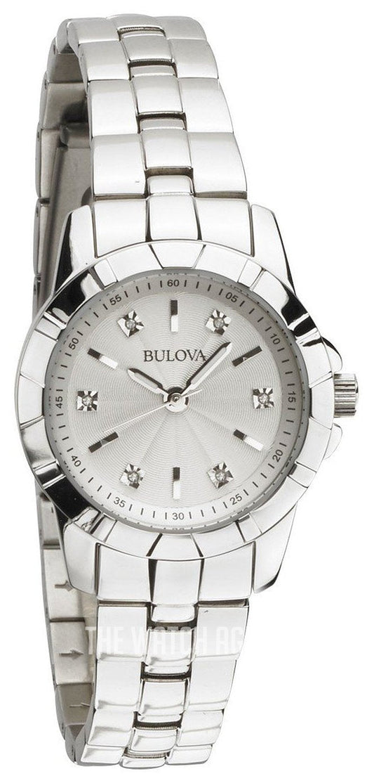 Bulova Classic Diamonds Silver Dial Silver Steel Strap Watch for Women - 96P121