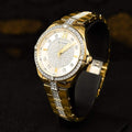 Bulova Crystal Collection Silver Crystal Dial Gold Steel Strap Watch for Women - 98L228