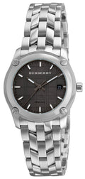 Burberry Herringbone Grey Dial Silver Steel Strap Watch for Women - BU1851
