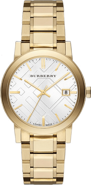 Burberry The City Silver Dial Gold Steel Strap Unisex Watch - BU9003