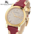 Burberry The City Gold Dial Orange Leather Strap Watch for Women - BU9017