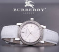 Burberry The City White Diamonds Dial White Leather Strap Watch for Women - BU9221