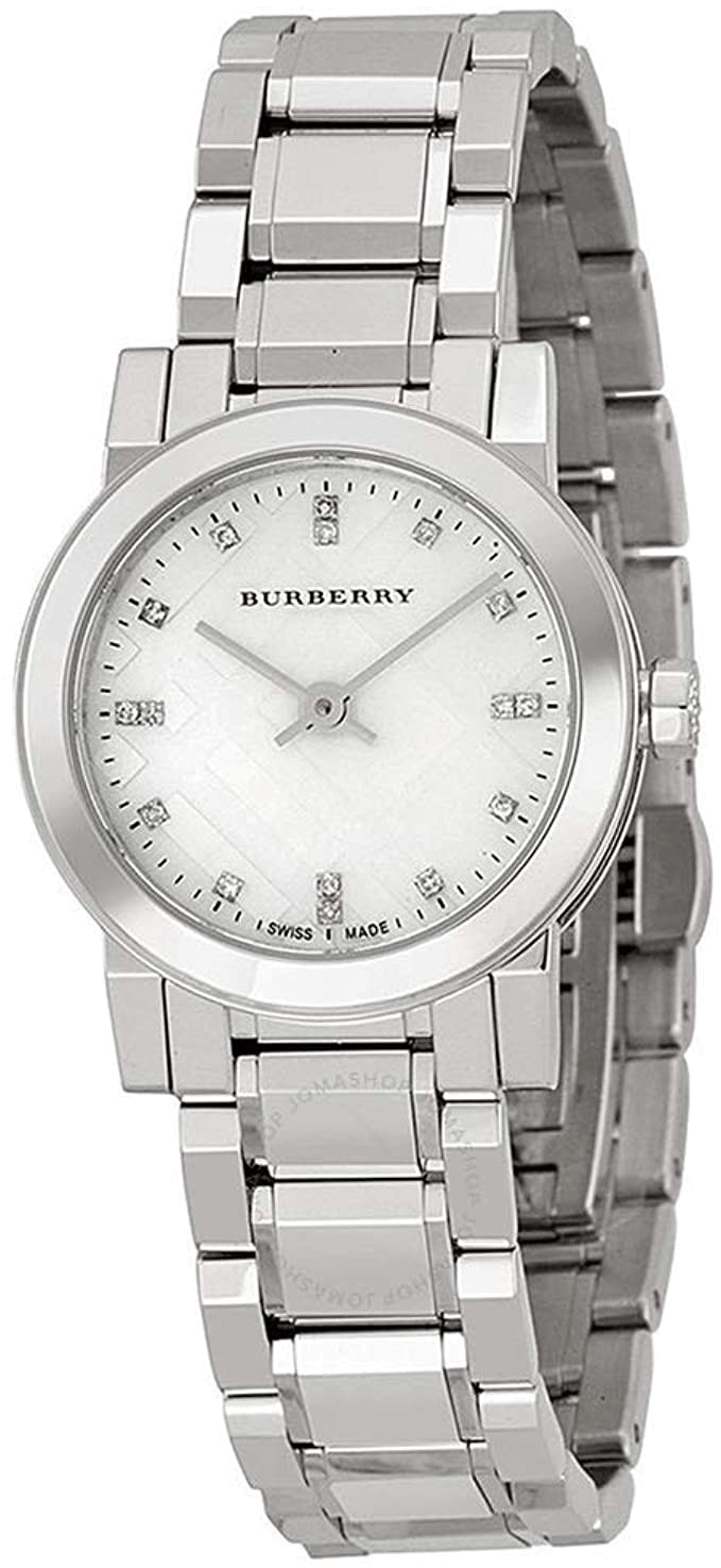 Burberry The City Diamonds Mother of Pearl Dial Silver Steel Strap Watch for Women - BU9224