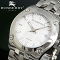 Burberry Heritage Check White Dial Silver Steel Strap Watch for Women - BU1853