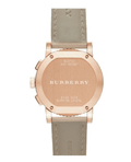 Burberry Chronograph Rose Gold Dial Beige Leather Strap Watch for Women - BU9704