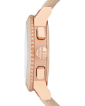 Burberry Chronograph Rose Gold Dial Beige Leather Strap Watch for Women - BU9704
