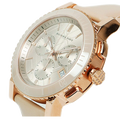 Burberry The City Chronograph Rose Gold Dial Beige Leather Strap Watch For Women - BU9702
