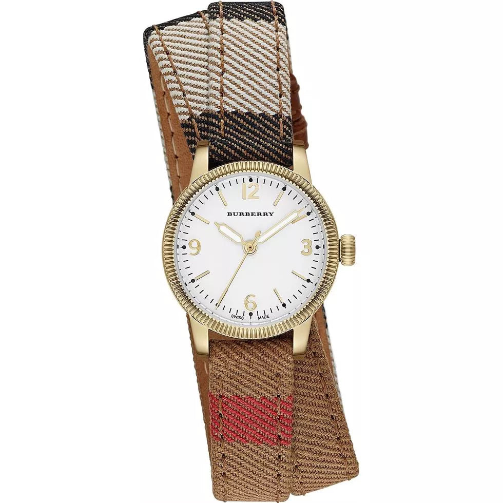 Burberry Utilitarian White Dial Multicolor Leather Strap Watch for Women - BU7851