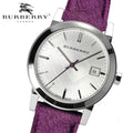 Burberry The City Silver Dial Purple Leather Strap Watch for Women - BU9122