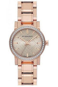 Burberry The City Diamonds Rose Dial Rose Gold Steel Strap Watch for Women - BU9225