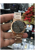 Burberry The City Grey Dial Rose Gold Steel Strap Unisex Watch - BU9754