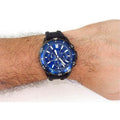 Fossil Garrett Chronograph Blue Dial Black Rubber Strap Watch for Men - FS5695
