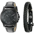 Fossil Grant Chronograph Black Dial Black Leather Strap Watch for Men - FS5132