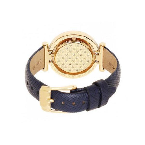 Michael Kors Averi Gold Dial Navy Blue Leather Strap Watch for Women - MK2526