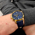 Fossil Neutra Chronograph Blue Dial Blue Leather Strap Watch for Men - FS5790
