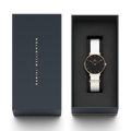 Daniel Wellington Classic Petite Dover Black Dial White NATO Strap Watch For Women - DW00100312
