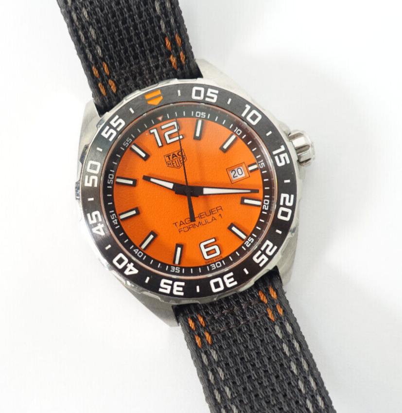 Tag Heuer Formula 1 Quartz Orange Dial Black Nylon Strap Watch for Men - WAZ101A.FC8305
