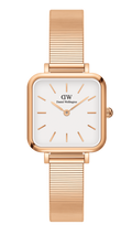 Daniel Wellington Quadro Studio White Dial Rose Gold Mesh Strap Watch For Women - DW00100517
