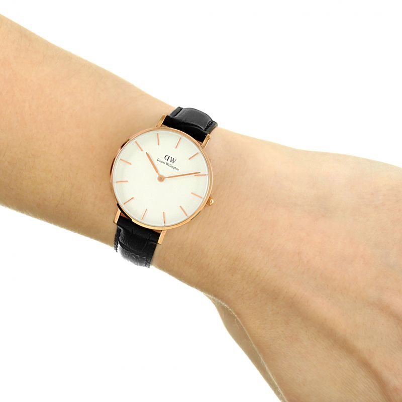 Daniel Wellington Petite Reading Black Leather Strap White Dial Watch For Womens - DW00100173
