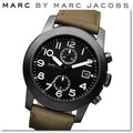 Marc Jacobs Larry Chronograph Black Dial Grey Leather Strap Watch for Men - MBM5034