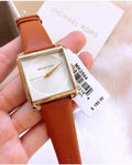 Michael Kors Lake White Dial Brown Leather Strap Watch For Women - MK2584