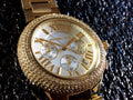 Michael Kors Camille Silver Diamonds Dial Gold Steel Strap Watch for Women - MK5756