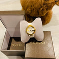 Gucci G Interlocking White Dial White Leather Strap Watch For Women - YA133327