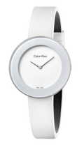 Calvin Klein Chic White Dial White Leather Strap Watch for Women - K7N23TK2