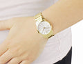 Calvin Klein City White Dial Gold Steel Strap Watch for Women - K2G23546