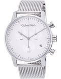Calvin Klein City Chronograph White Dial Silver Mesh Bracelet Watch for Men - K2G27126