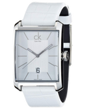 Calvin Klein Window White Dial White Leather Strap Watch for Men - K2M21120