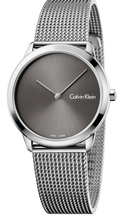 Calvin Klein Minimal Grey Dial Silver Mesh Bracelet Watch for Men - K3M22124
