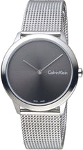 Calvin Klein Minimal Grey Dial Silver Mesh Bracelet Watch for Women - K3M221Y3