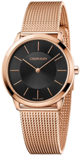 Calvin Klein Minimal Black Dial Rose Gold Mesh Bracelet Watch for Women - K3M2262Y