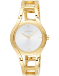 Calvin Klein Class White Dial Gold Steel Strap Watch for Women - K6R23526