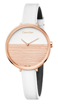 Calvin Klein Rise White Dial White Leather Strap Watch for Women - K7A236LH